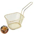 Detailed macro view of golden 304 stainless steel fine mesh tea strainer with ergonomic handle - Gold