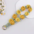 Porte-clés marguerite au crochet fait main jaune vert corde de coton lanière de téléphone - Curcuma