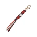 Handcrafted cotton rope keychain with cute dog paw pattern and gold clasp pendant - Coffee