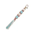 Handmade macrame dog paw keychain with gold clasp and tassel, cute cotton rope bag charm. - Blue