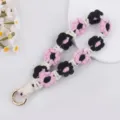 Ciondolo telefono margherita intrecciato a mano corda cotone portachiavi borsa pendente - Rosa nero