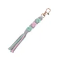 Handmade macrame keychain with cute dog paw pattern, cotton rope key ring and gold clasp. - Dusty Pink
