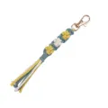 Handmade woven macrame keychain cotton rope cute dog paw key charm stylish bag pendant - Lake Blue