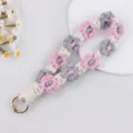 Cinturino Da Polso Con Fiori All'uncinetto Fatto A Mano Portachiavi In Cotone Carino - Rosa