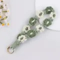 Portachiavi margherita all'uncinetto cordino in cotone cinturino da polso telefono - Verde