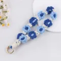 Portachiavi intrecciato a mano margherita corda di cotone blu laccio per cellulare elegante - Blu zaffiro