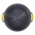 Moule à gâteau rond en silicone gris de 9,5 pouces avec poignées latérales jaunes. - Nouveau Gris avec Poignée Jaune