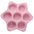 Rosa 7-Fach 4-Zoll Silikon Burgerpresse und Backform mit perforiertem Boden - Rosa