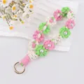 Handgemachte Häkel-Gänseblümchen-Perlen-Schlüsselanhänger Baumwollseil Taschenanhänger Zubehör - Fluoreszierendes Grün