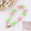 Handmade crochet daisy pearl water bottle strap colorful knit bag strap cute accessory - Fluorescent Green