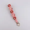Handgemachte gehäkelte Perlen Blumen Handy Anhänger Kette, rosa gewebte Gänseblümchen Tasche. - Orange