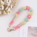 Handmade crochet daisy pearl water bottle strap colorful cute bag handle replacement accessory - Watermelon red