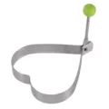 Stainless steel heart egg ring mold with green silicone handle for kitchen cooking. - Heart / S / Green