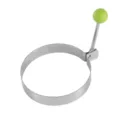 Stainless steel egg ring mold with green handle, kitchen cooking tool for fried eggs. - Round / S / Green