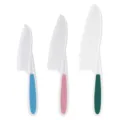 Kids plastic safety bread knife 3-piece set fruit cutter baking tool kitchen gadget - 3-Piece Plastic Bread Knife Set in Pink