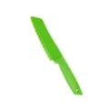 Detail view of the green plastic serrated blade, child safe and ideal for cutting fruit safely. - Green Small Bread Knife