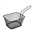 Black stainless steel square fry basket with handle for french fries chicken snacks kitchen tools - L / Black