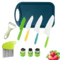 Kids plastic safe fruit knife kitchen set cooking tools for toddlers safe cutting board peeler - Cutting Board 10-Piece Set, Yellow