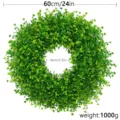 Artificial boxwood wreath 60cm green plant garland for home wall door hanging decor - 60CM / OPP Packaging / Green