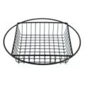 Black metal wire fry basket with round handle for french fries, snacks and kitchen food storage. - Black