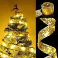 Weihnachtsband LED Lichterkette warmweiss fur Tannenbaum Weihnachtsdeko DIY Beleuchtung. - 2 Meter Packung / Gold