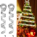Silberne Weihnacht Schleife LED Lichterkette Lichter DIY Weihnachtsbaum Deko Party. - 2 Meter Packung / Silber