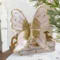 Weihnachtsdeko Stoff Schmetterling Ornament mit Glitzer und Strass, 21x25cm, 26g. - Glitzer Pailletten Schmetterling / 21x25cm / Hellrosa
