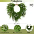 Artificial eucalyptus wreath size and detail view, 55cm spring hanging decoration - 50CM Spring Cypress Pine Heart Wreath (OPP Pack)