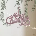 Rosa Glitzer Frohe Weihnachten Haengeschild Ornament fuer Weihnachtsbaum und Deko. - Pailletten Rosa Buchstabenplatte