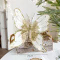 Weihnachtliche Glitzer Schmetterling Klammer mit Strass, festlicher Baumschmuck 25cm - Glitzer Pailletten Schmetterling / 21x25cm / Weißgold