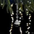Weihnachtsbaum Kristall Perle Metall Netz Glocke Haengeornament silberne Dekoration - Klarer Acryl Stil C / 1 Stück