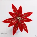 Rote Samt Weihnacht Blume Christstern 30cm Glitzer handgemachte hängende Dekoration - Weidenblattblüte / Einzelstück / Rot