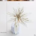 Weißer Flanell Weihnachtsblume künstlicher Weihnachtsstern mit Goldglitter 30cm Dekoration - Weidenblattblüte / Einzelstück / Weiß
