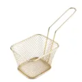 Cesta de patatas fritas dorada de acero inoxidable, colador de malla metálica para cocina. - S / Dorado