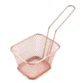 Cesta de freír cuadrada pequeña de acero inoxidable en oro rosa para patatas fritas crujientes. - S / Cobre