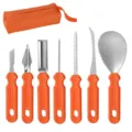 Kürbisschnitzen Werkzeugset mit 7 Edelstahlklingen und orangefarbener Tasche Hauptansicht - 7-teiliges Set (Aufbewahrungstasche)
