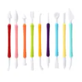 9-piece fondant decorating tool set, plastic cake carving shaping tools for DIY baking. - 9-Piece Set / Mixed Colors