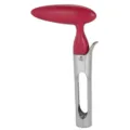 Stainless steel fruit corer with ergonomic red T-handle, perfect for apples and pears easily. - Red