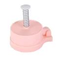 Plastic hamburger press and meat patty mold with spring handle for kitchen cooking tools. - Color Box / Pink