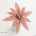 Rosafarbene Weihnacht Blume Dekoration aus Samt mit Glitzer, ideal für Christbaum und DIY Bastelei. - Weidenblattblüte / Einzelstück / Rosa