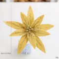 Goldene Samt Weihnachtsblume Dekoration 30cm Glitzer künstliche Blumen Anhänger DIY - Weidenblattblüte / Einzelstück / Gold