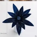 Dunkelblaue Samt künstliche Weihnachtsblume mit Glitzer Pailletten, 30cm Heimdekoration. - Weidenblattblüte / Einzelstück / Dunkelblau