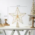 Weihnachtsbaumspitze LED Stern goldene Eisen Fünfstern Hängedeko Weihnachtsfeier Dekoration - Pentagramm / Goldener Rundperlenstil