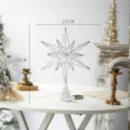 Silberner Eisenkunst Stern Baumspitze mit LED Licht, 33x25cm Weihnachtsschmuck für Tannenbaum. - Silberner Sibirien-Stern