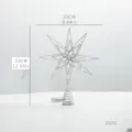 Silberner glitzernder Baumspitzenstern mit warmen LED-Lichtern, 33cm Weihnachtsbaum Deko. - Silberner achtzackiger Stern