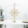 LED Weihnachtsbaum Stern Spitzen Dekoration Gold Draht 3D Stern Beleuchtung 33x22cm - Pentagramm / Langes unordentliches Goldflitter