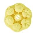 Gelbe Silikonform mit süßen Bären- und Katzenpfoten-Motiven für Babynahrung und Eis. - Gelb mit Deckel
