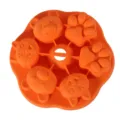 Silikon Eisform Katzenkuchen Bär Käse Stiel Form Baby Beikost Kuchenform Hitzebeständig - Orange mit Deckel