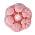 Süße rosa Silikon Eisform mit Bärchen und Katzenpfoten Design für Babynahrung Backen - Rosa mit Deckel