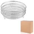 Stainless steel air fryer rack set with multi-layer mesh baskets and packaging box - Circular Three-Layer Dehydrator Rack